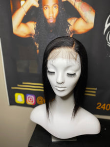 Straight Human Hair Lace Closure Bob Unit Side Part